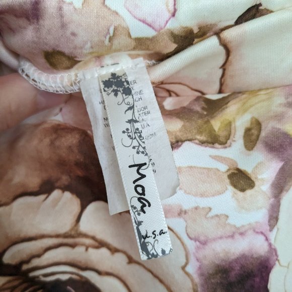 Moa Floral Tan Pink Pencil Skirt Made in U.S.A Size L - Picture 2 of 4